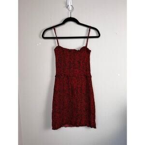 AFRM Women's Smocked Tank Dress Red Leopard Print Size Small